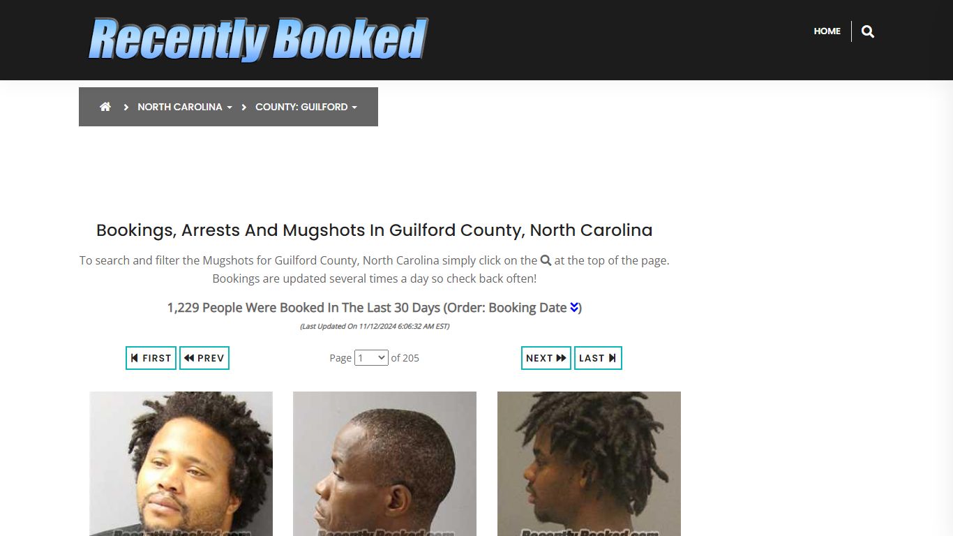 Bookings, Arrests and Mugshots in Guilford County, North Carolina