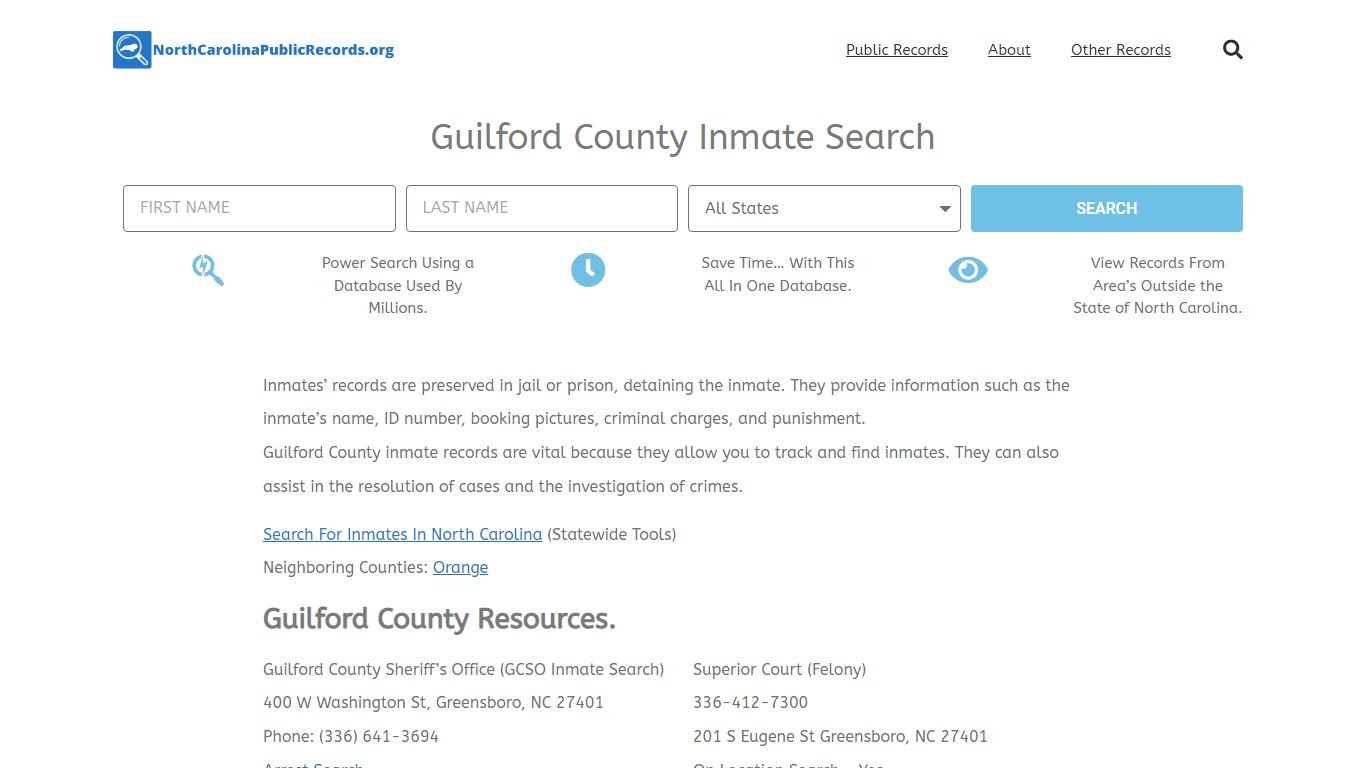 Guilford County Inmate Search - GCSO Current & Past Jail Records